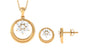 Real Diamond Floral Pendant Necklace and Stud Earring Set