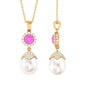 Freshwater Pearl Designer Drop Pendant with Pink Sapphire and Diamond