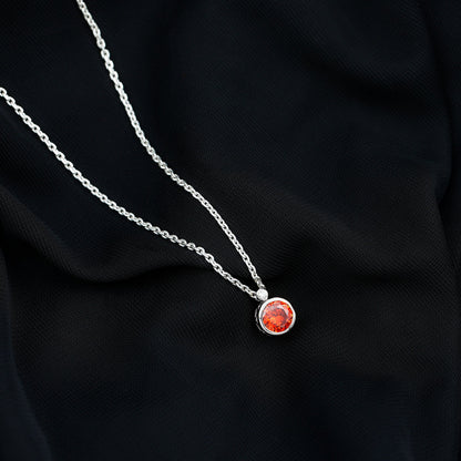 2.25 Carat Lab Grown Orange Sapphire Necklace in Bezel Setting