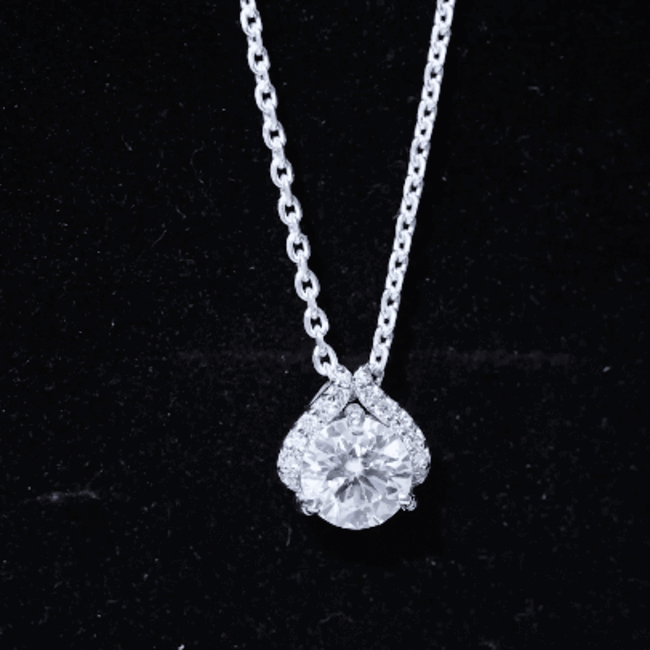 Certified 2 Carat Round Lab Grown Diamond Bridal Necklace