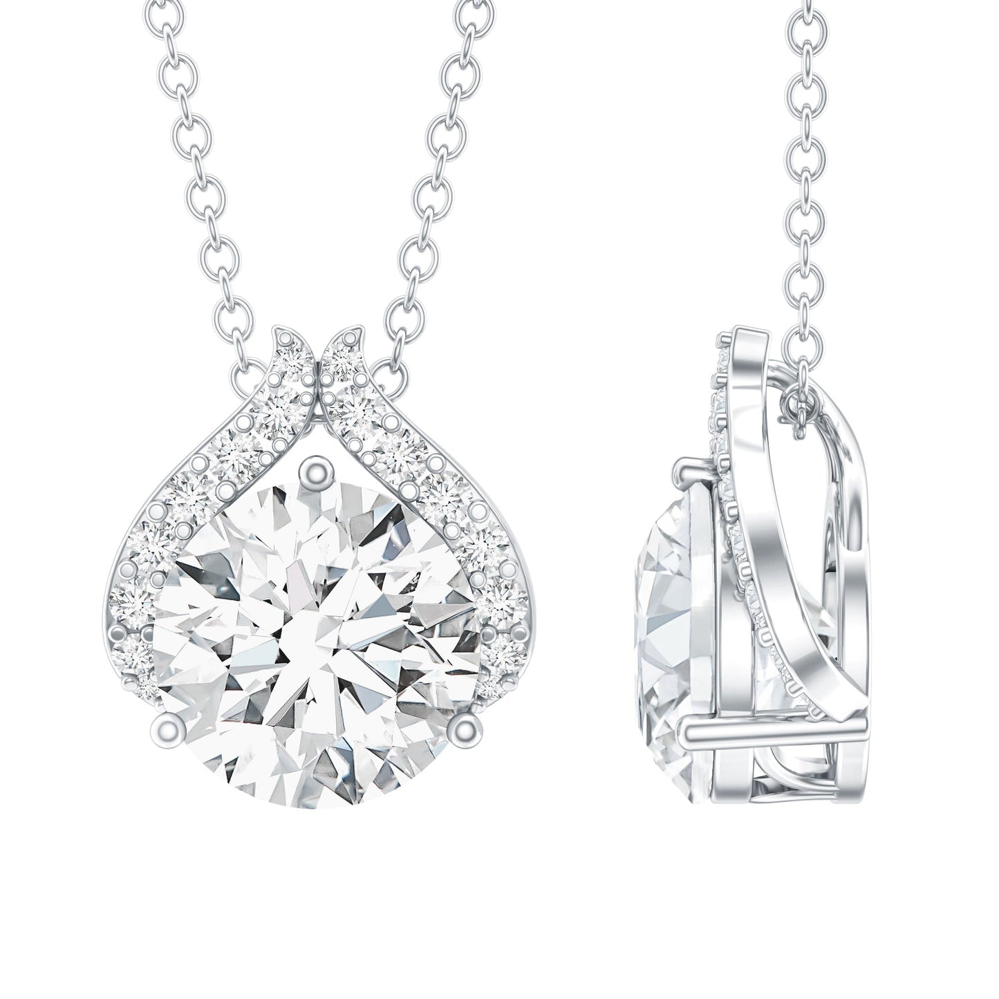 Certified 2 Carat Round Lab Grown Diamond Bridal Necklace