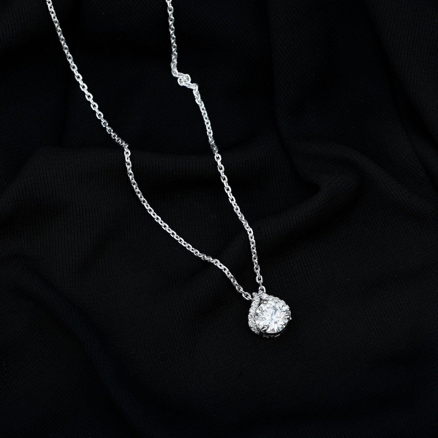 Certified 2 Carat Round Lab Grown Diamond Bridal Necklace