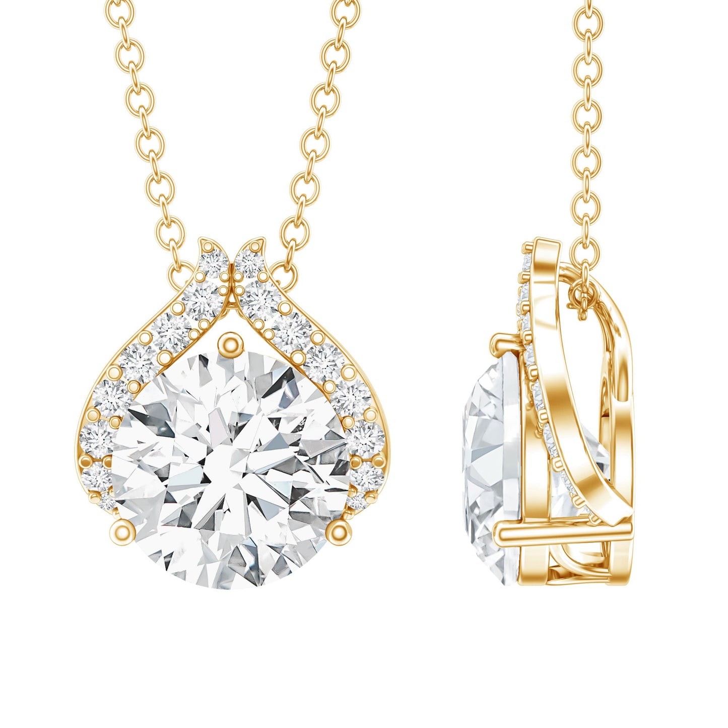 Certified 2 Carat Round Lab Grown Diamond Bridal Necklace