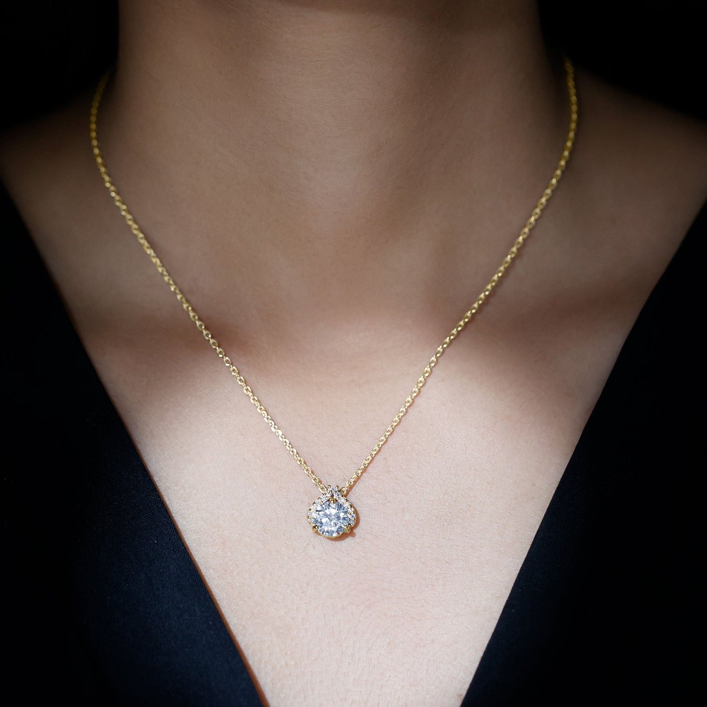 Certified 2 Carat Round Lab Grown Diamond Bridal Necklace