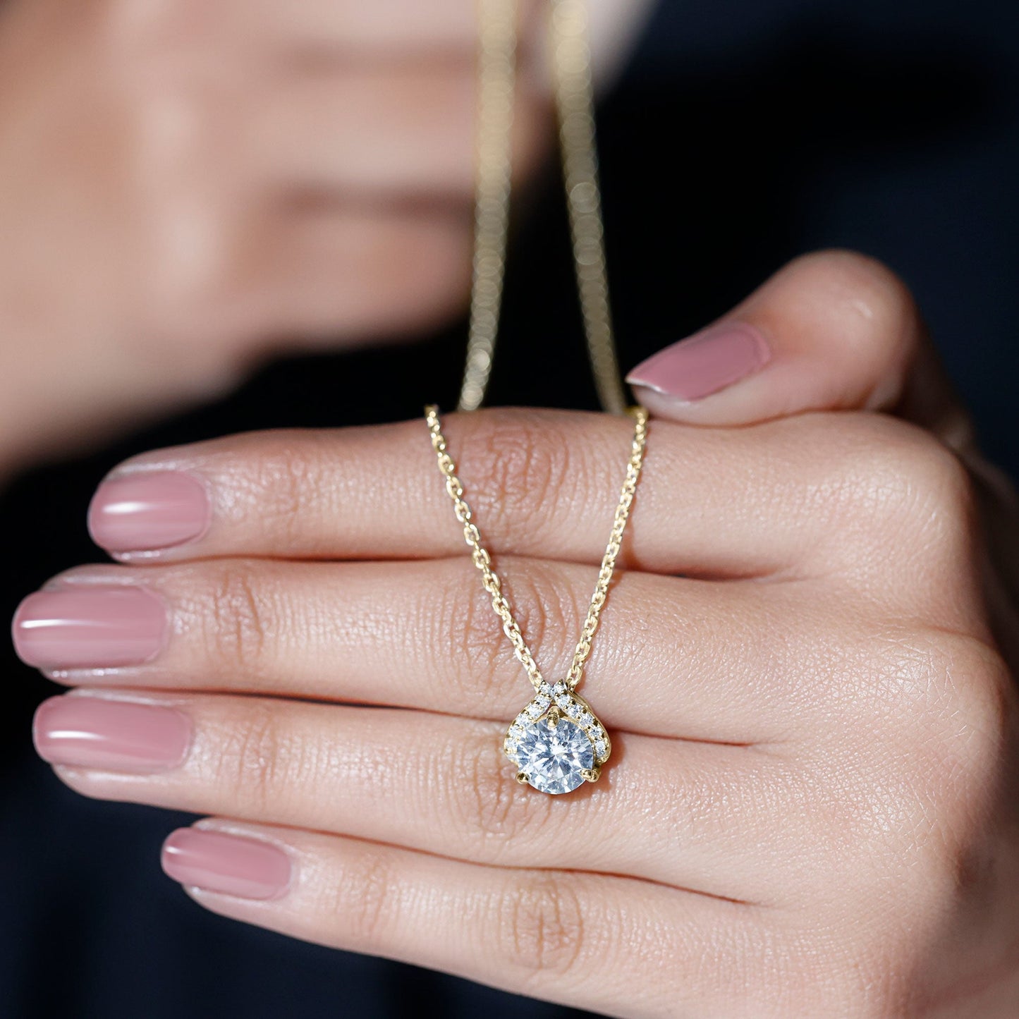 Certified 2 Carat Round Lab Grown Diamond Bridal Necklace