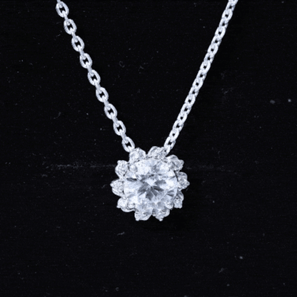 2 Carat Round Cut Lab Grown Diamond Starburst Necklace