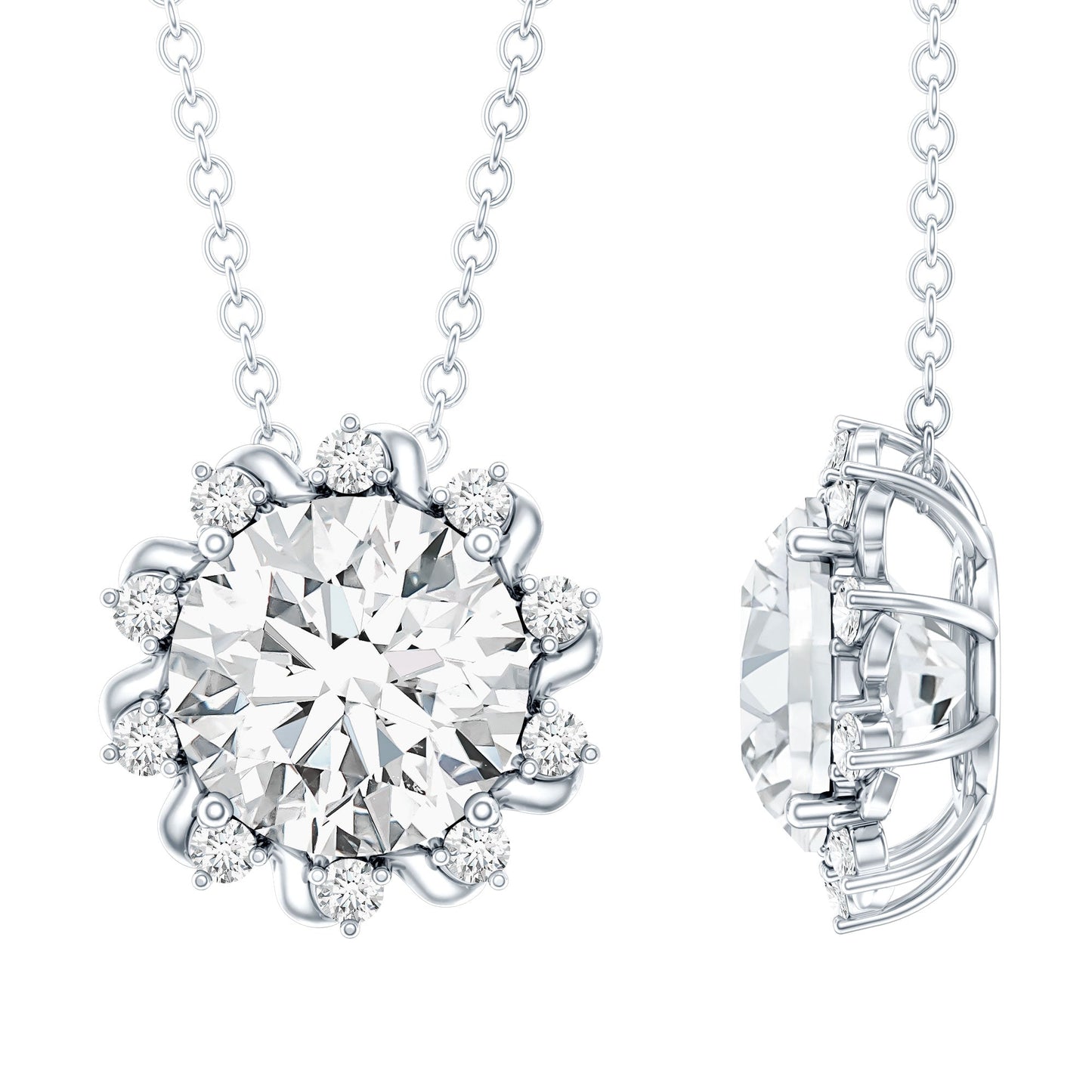 2 Carat Round Cut Lab Grown Diamond Starburst Necklace