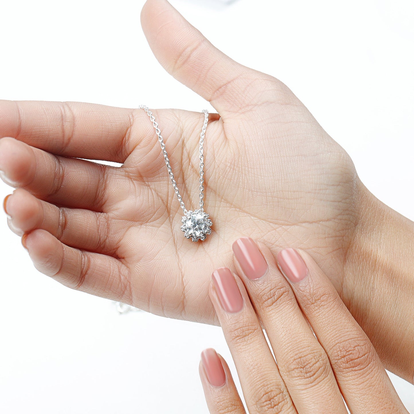 2 Carat Round Cut Lab Grown Diamond Starburst Necklace