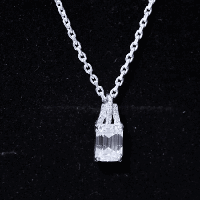 1.8 Carat Solitaire Lab Grown Diamond Emerald Cut Necklace