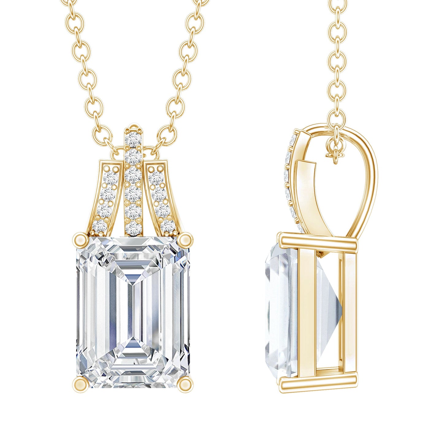 1.8 Carat Solitaire Lab Grown Diamond Emerald Cut Necklace