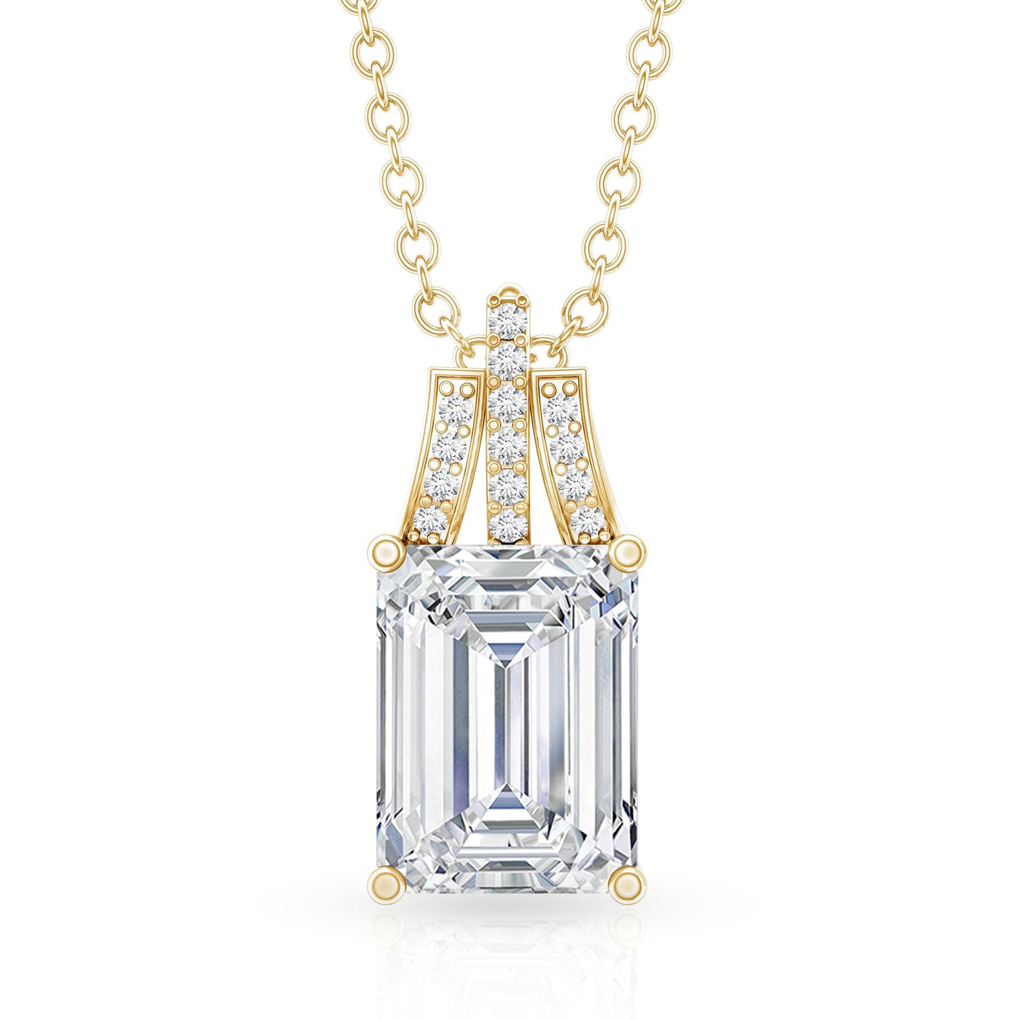 1.8 Carat Solitaire Lab Grown Diamond Emerald Cut Necklace