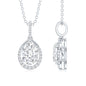 1 Carat Oval Lab Grown Diamond Teardrop Halo Necklace For Women