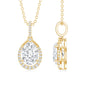 1 Carat Oval Lab Grown Diamond Teardrop Halo Necklace For Women