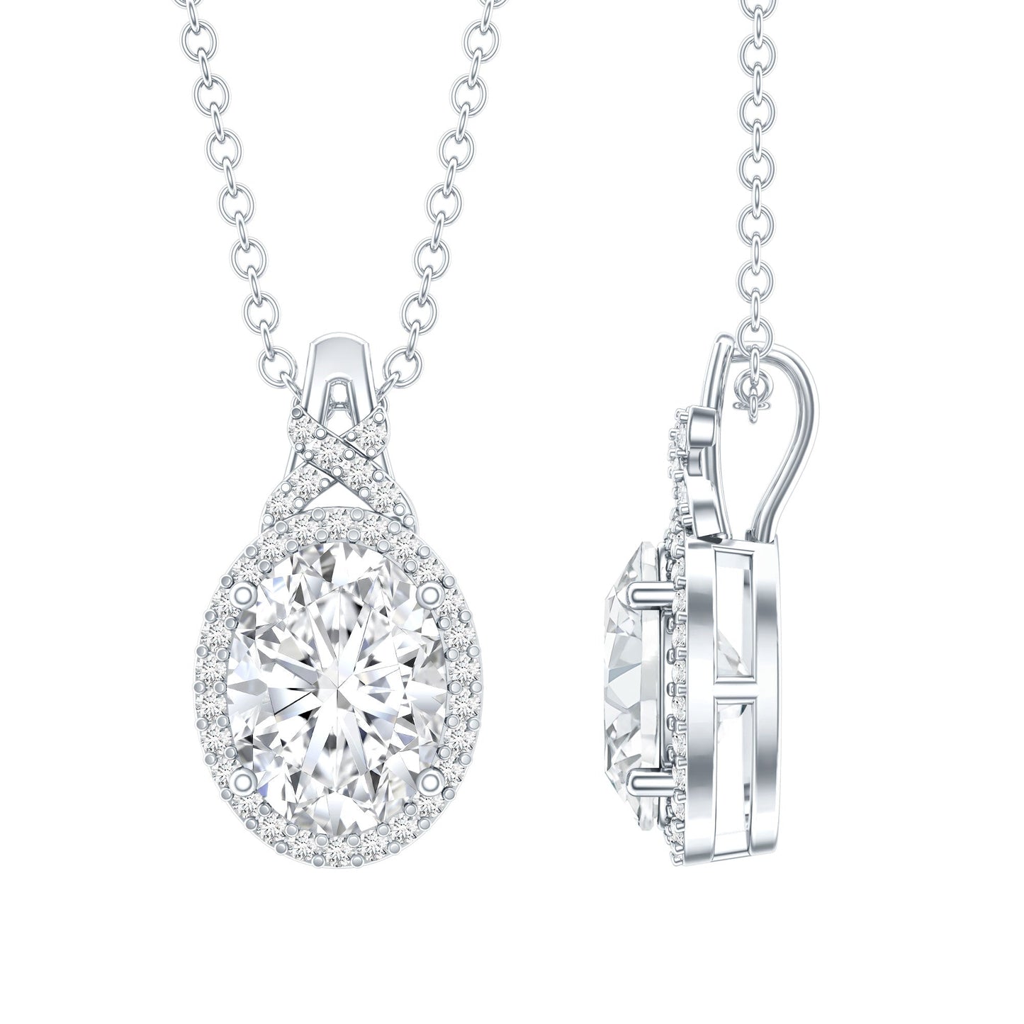 Lab Grown Diamond Vintage Style Pendant With Halo