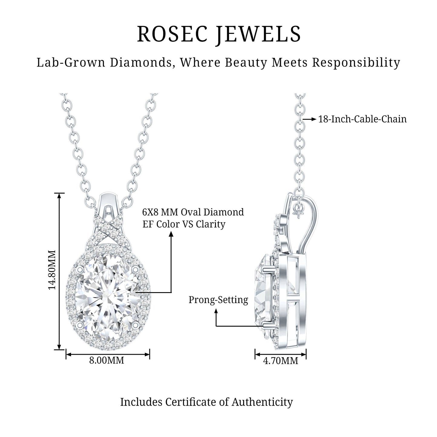 Lab Grown Diamond Vintage Style Pendant With Halo