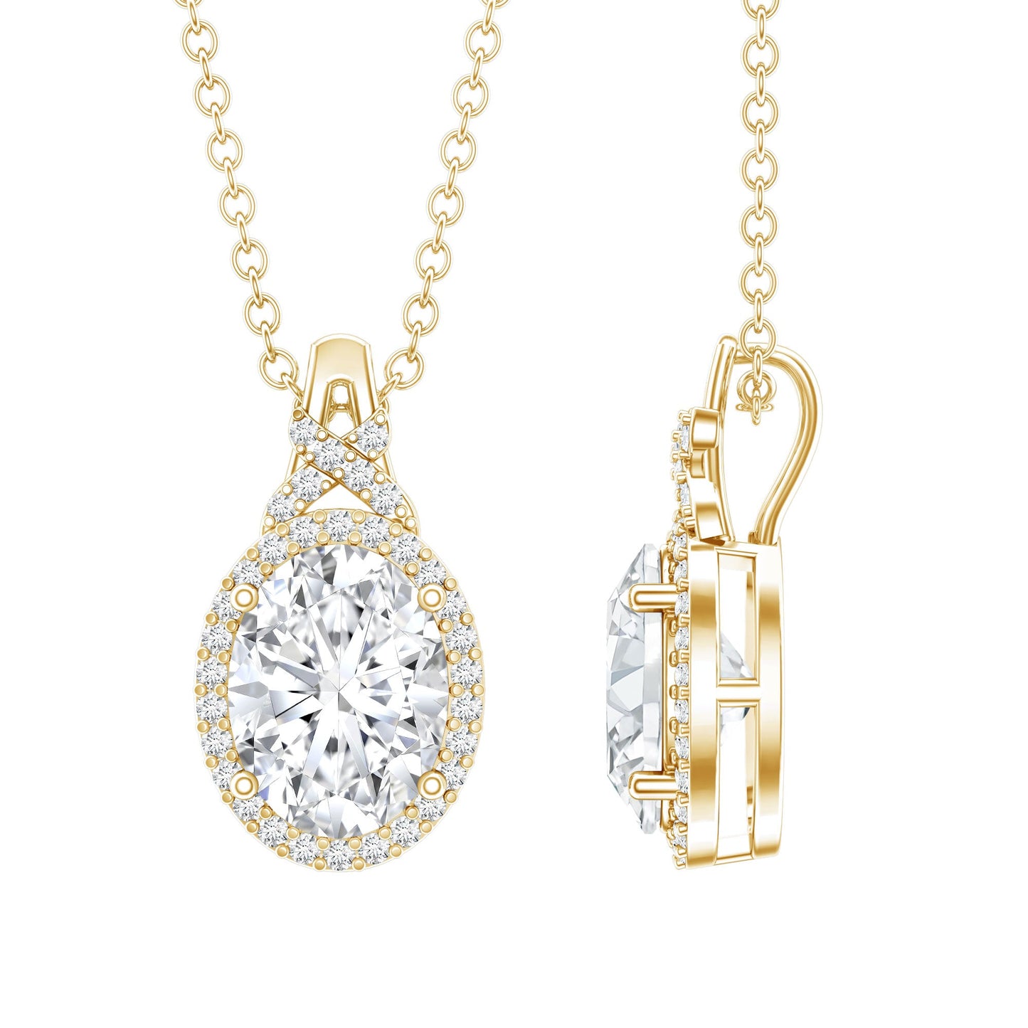 Lab Grown Diamond Vintage Style Pendant With Halo