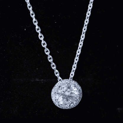 Certified 2 Carat Circle Lab Grown Diamond Necklace With Halo
