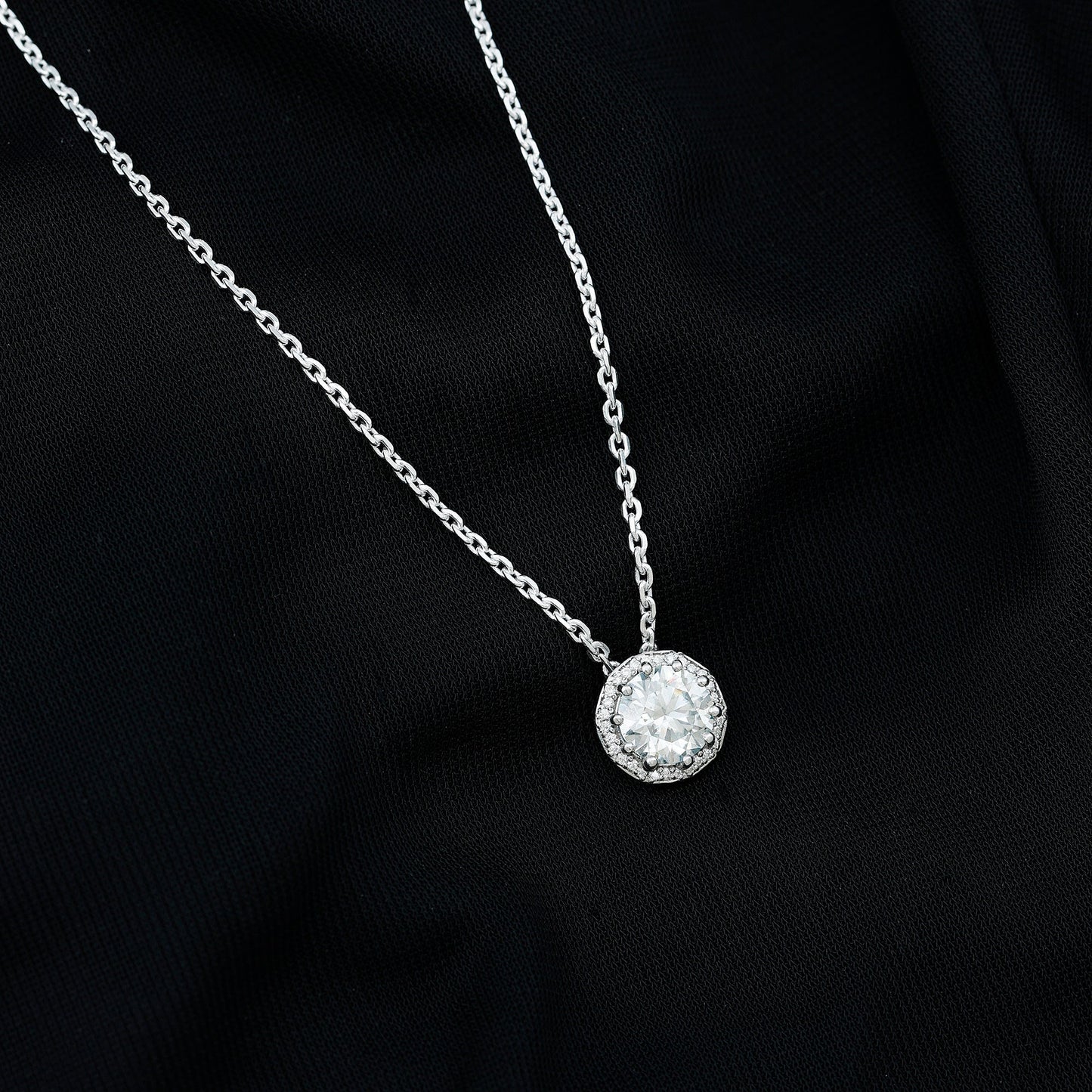 Certified 2 Carat Circle Lab Grown Diamond Necklace With Halo
