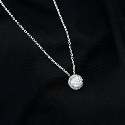 Certified 2 Carat Circle Lab Grown Diamond Necklace With Halo