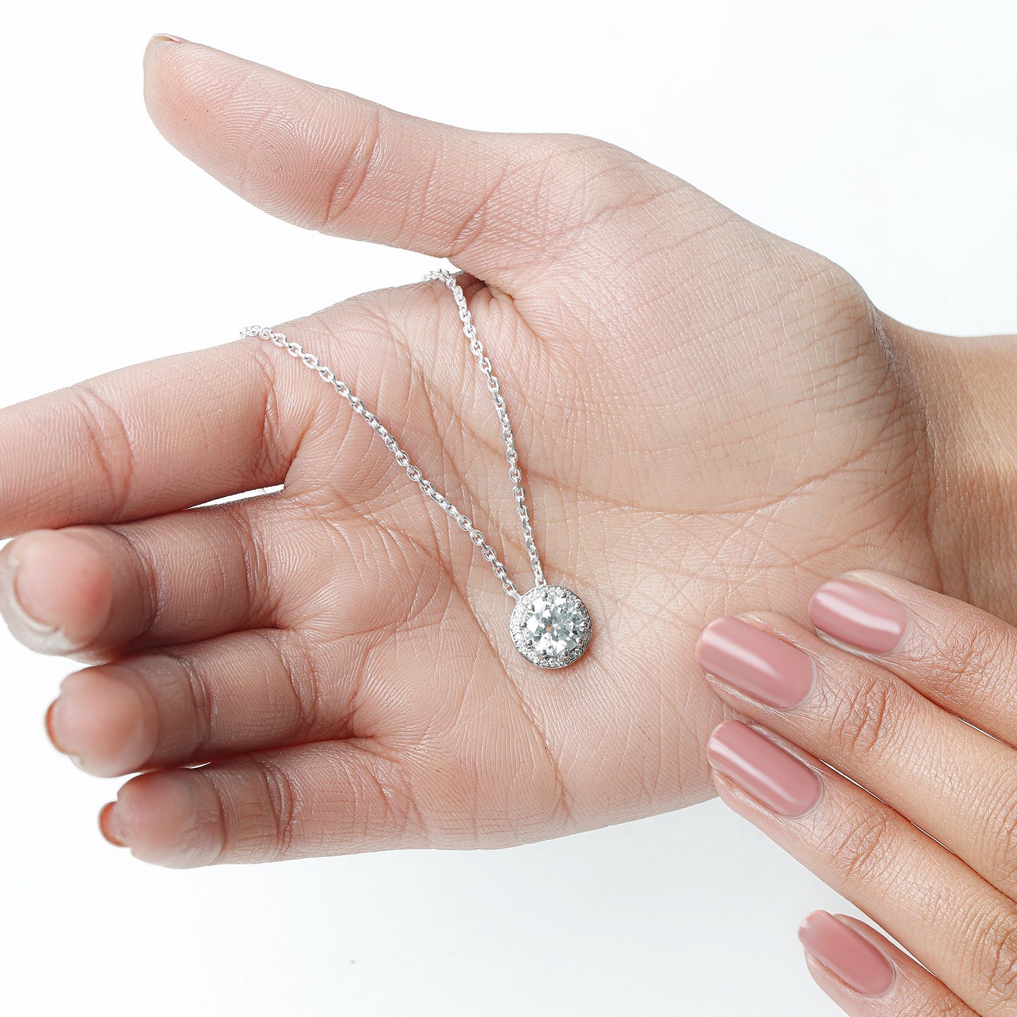 Certified 2 Carat Circle Lab Grown Diamond Necklace With Halo