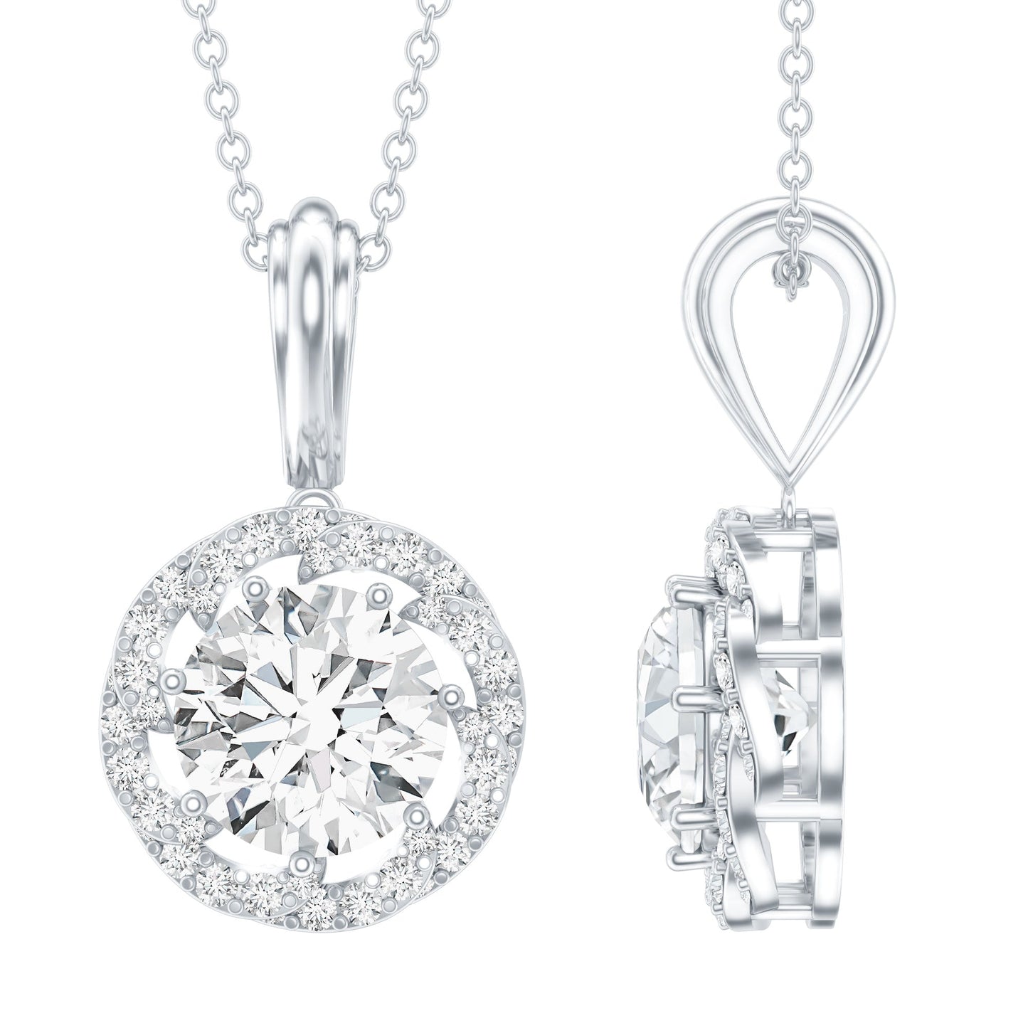Certified 2 Carat Lab Grown Diamond Bridal Necklace For Bride