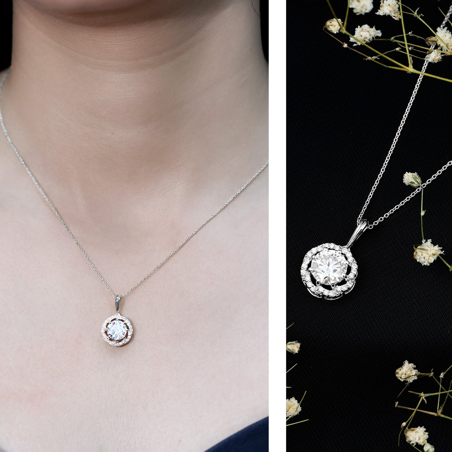 Certified 2 Carat Lab Grown Diamond Bridal Necklace For Bride
