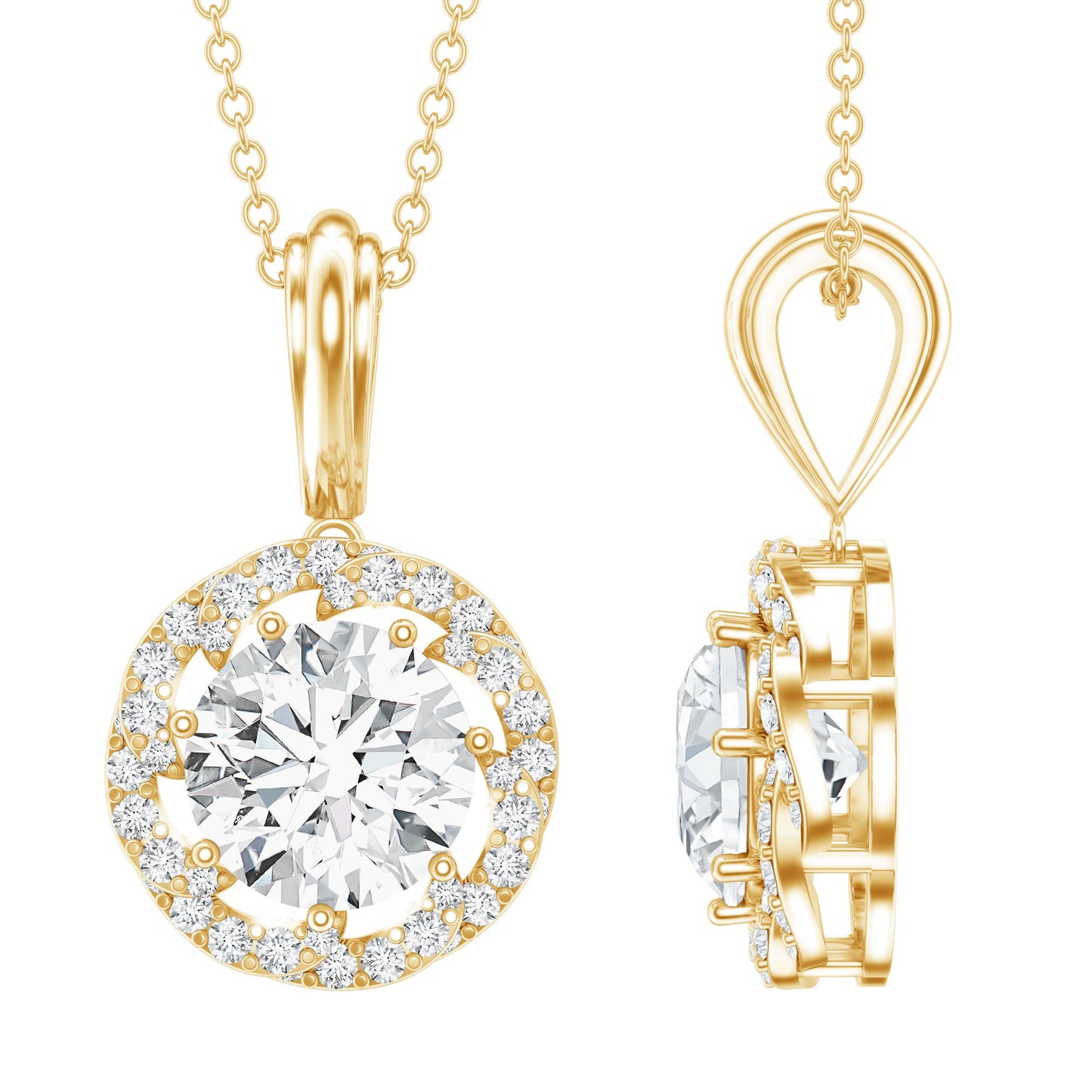Certified 2 Carat Lab Grown Diamond Bridal Necklace For Bride
