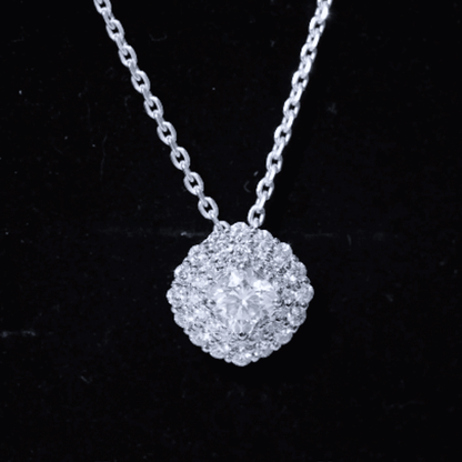 Lab Grown Round Diamond Double Halo Bridal Necklace With Accent
