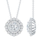 Lab Grown Round Diamond Double Halo Bridal Necklace With Accent
