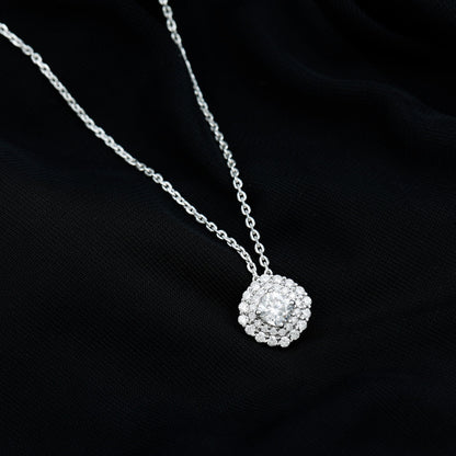 Lab Grown Round Diamond Double Halo Bridal Necklace With Accent