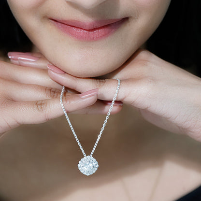 Lab Grown Round Diamond Double Halo Bridal Necklace With Accent