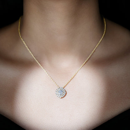 Lab Grown Round Diamond Double Halo Bridal Necklace With Accent