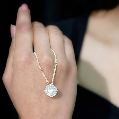 Lab Grown Round Diamond Double Halo Bridal Necklace With Accent