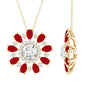 1.2 Carat Lab Grown Diamond Flower Statement Necklace with Ruby