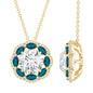 2 Carat Lab Grown Diamond Halo Necklace With London Blue Topaz