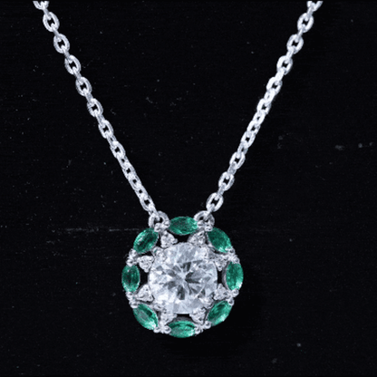 2 Carat Lab Grown Diamond Bridal Necklace With Emerald