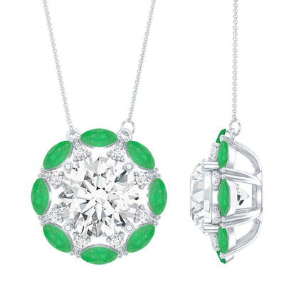 2 Carat Lab Grown Diamond Bridal Necklace With Emerald