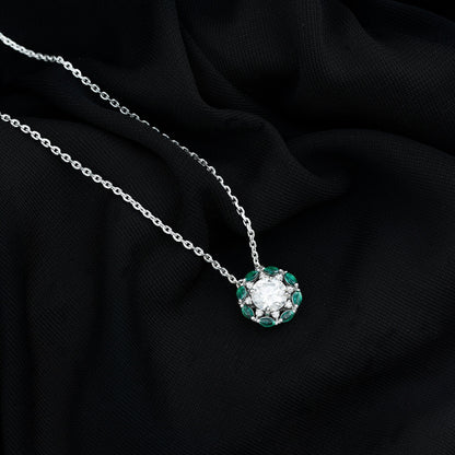 2 Carat Lab Grown Diamond Bridal Necklace With Emerald