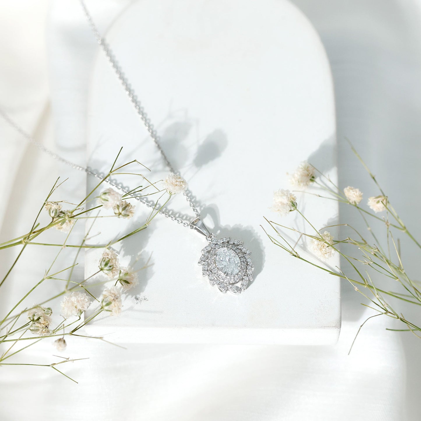 1.2 Carat Oval Lab Grown Diamond Vintage Necklace With Double Halo