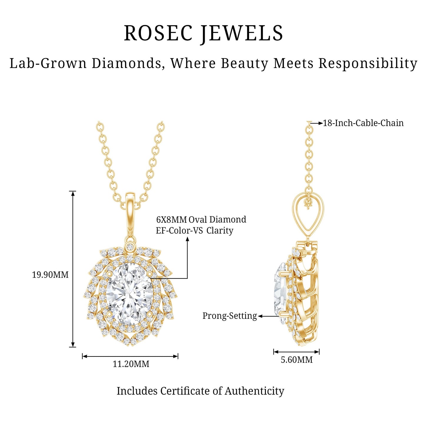 1.2 Carat Oval Lab Grown Diamond Vintage Necklace With Double Halo