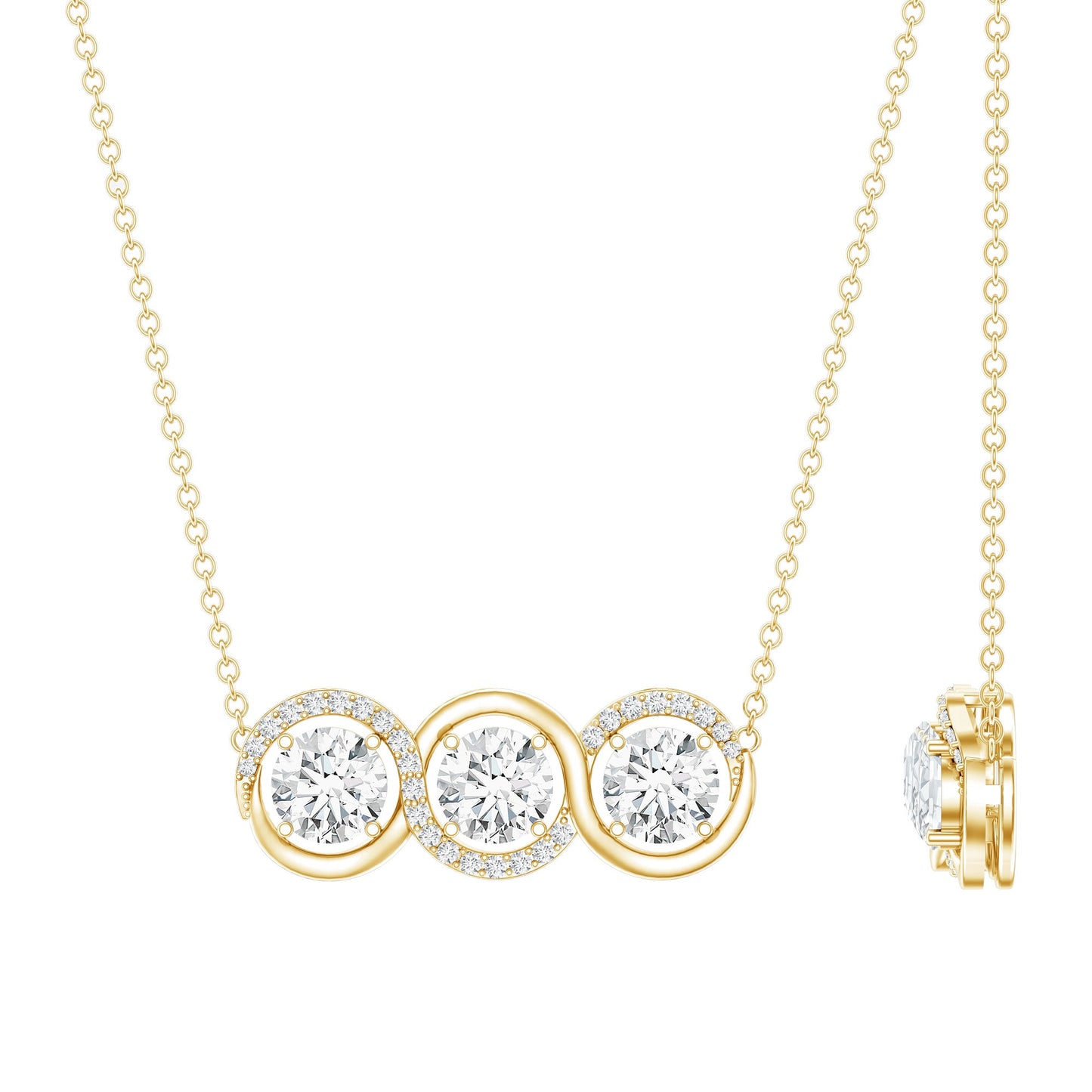 Certified Lab Grown Diamond 3 Stone Necklace For Her