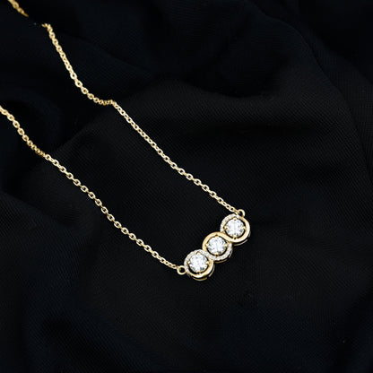 Certified Lab Grown Diamond 3 Stone Necklace For Her