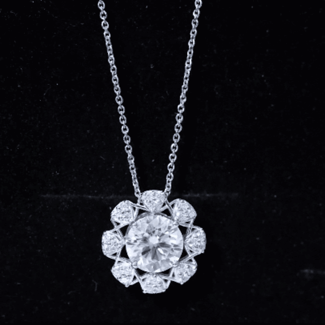 Certified 2 Carat Lab Grown Diamond Designer Solitaire Necklace