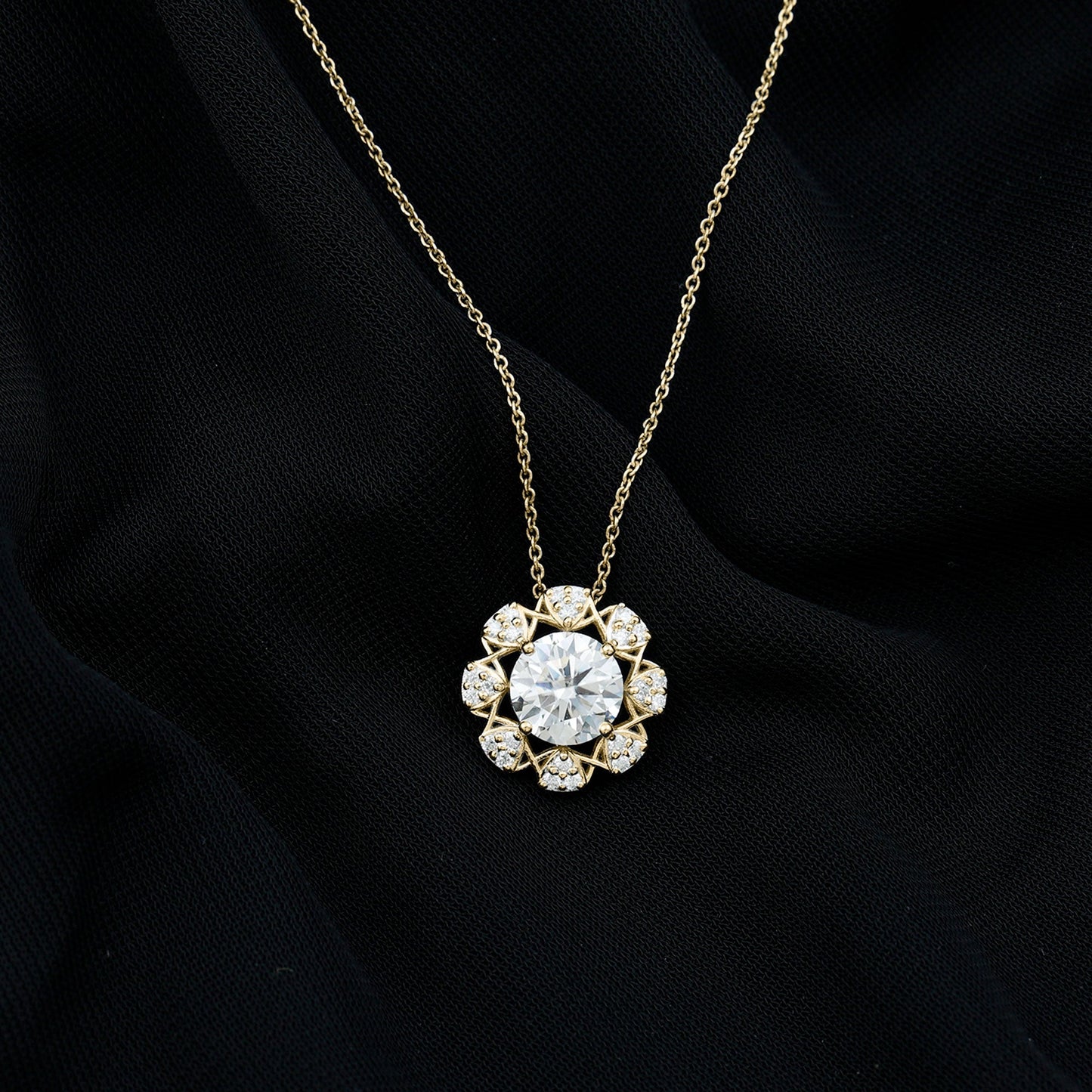 Certified 2 Carat Lab Grown Diamond Designer Solitaire Necklace
