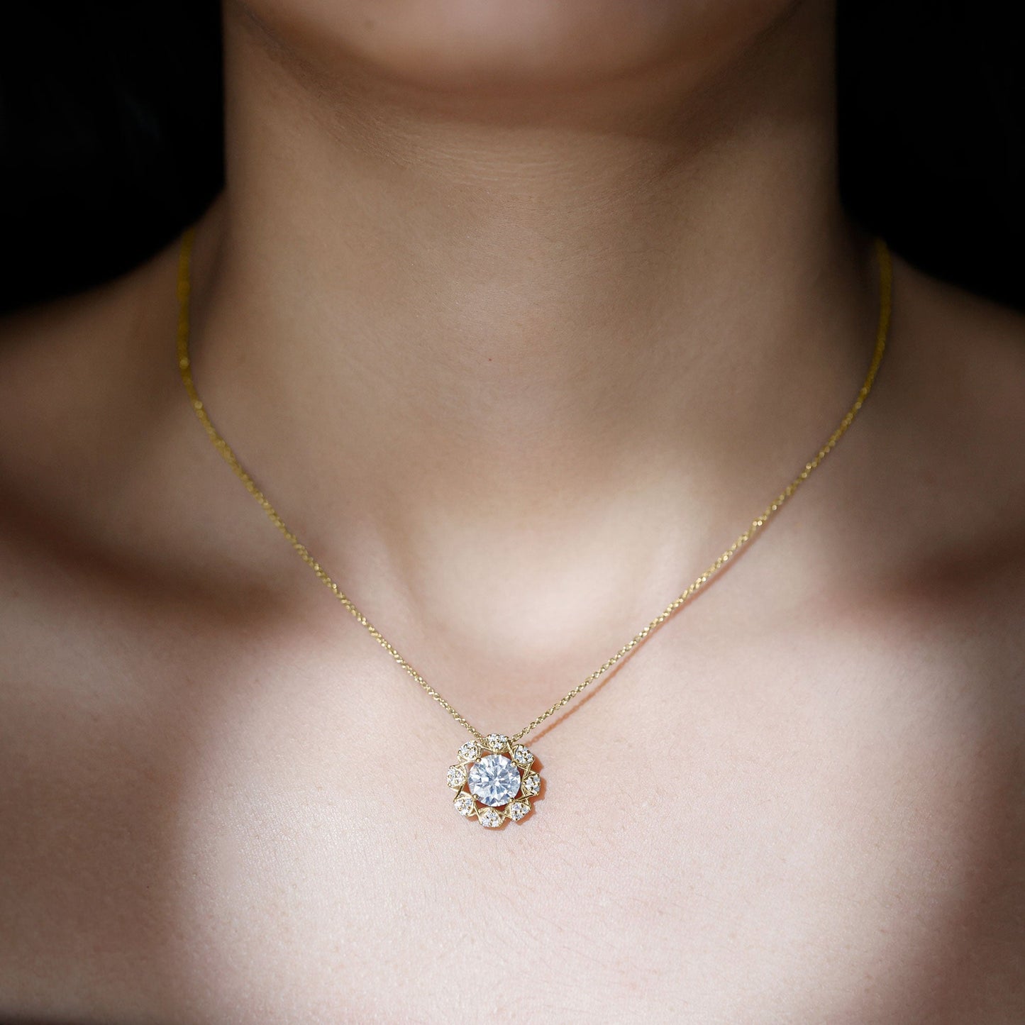 Certified 2 Carat Lab Grown Diamond Designer Solitaire Necklace