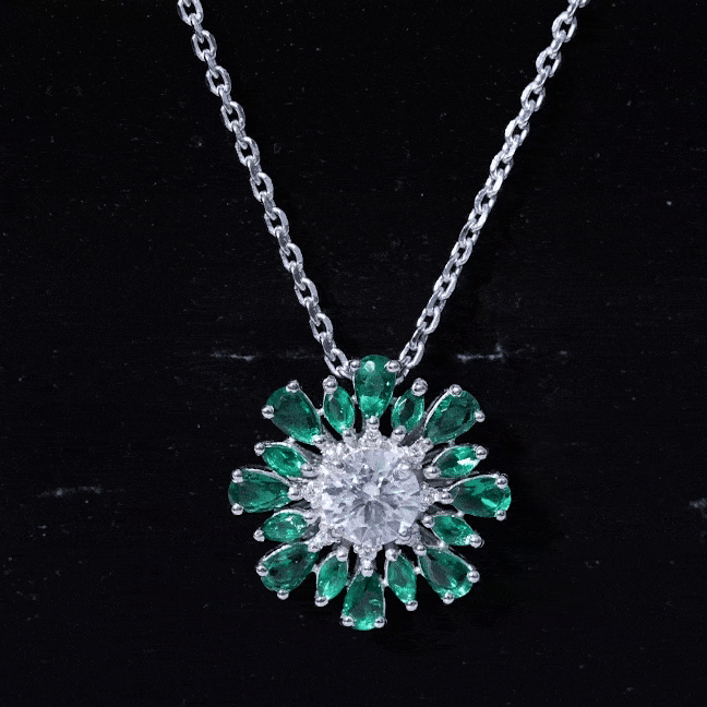 Certified 1.2 Carat Lab Grown Diamond Statement Necklace With Emerald