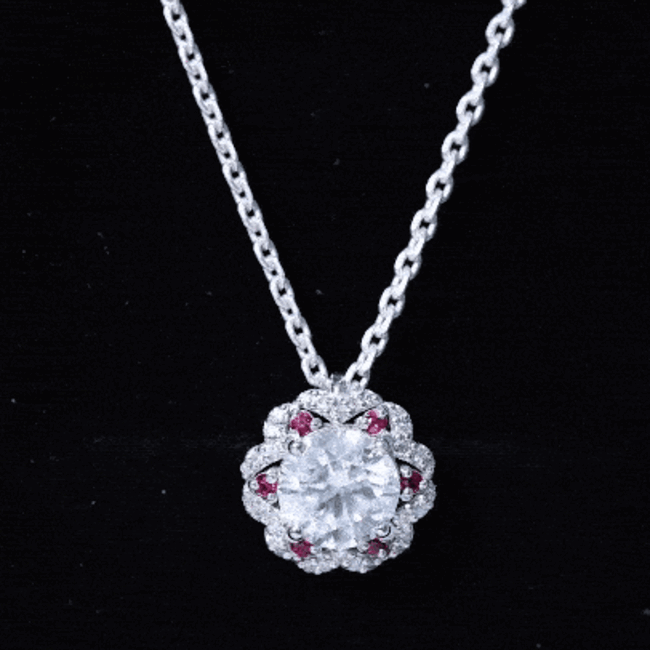 2 Carat Lab Grown Diamond Flower Statement Necklace With Ruby