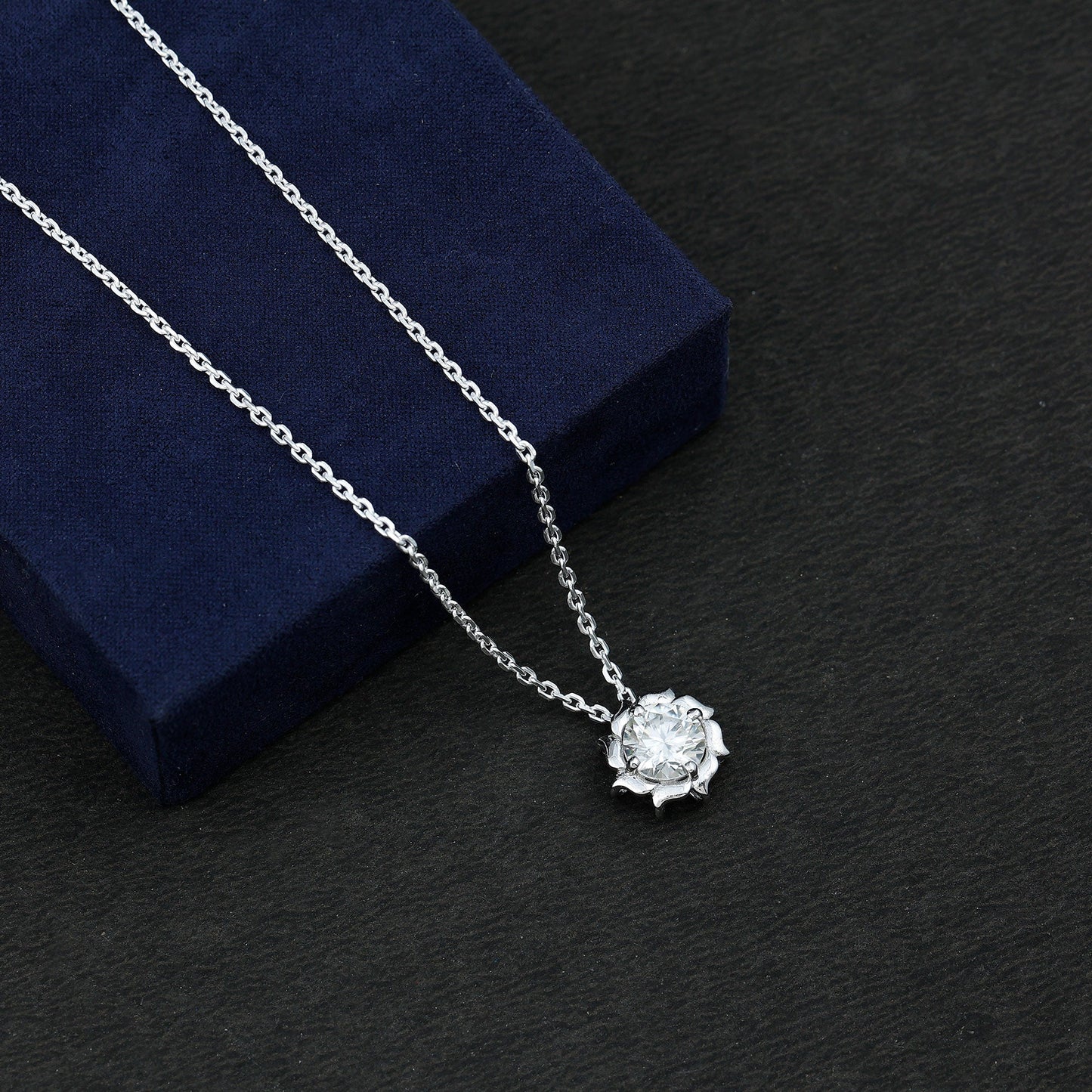 2 Carat Solitaire Lab Grown Diamond Flower Necklace