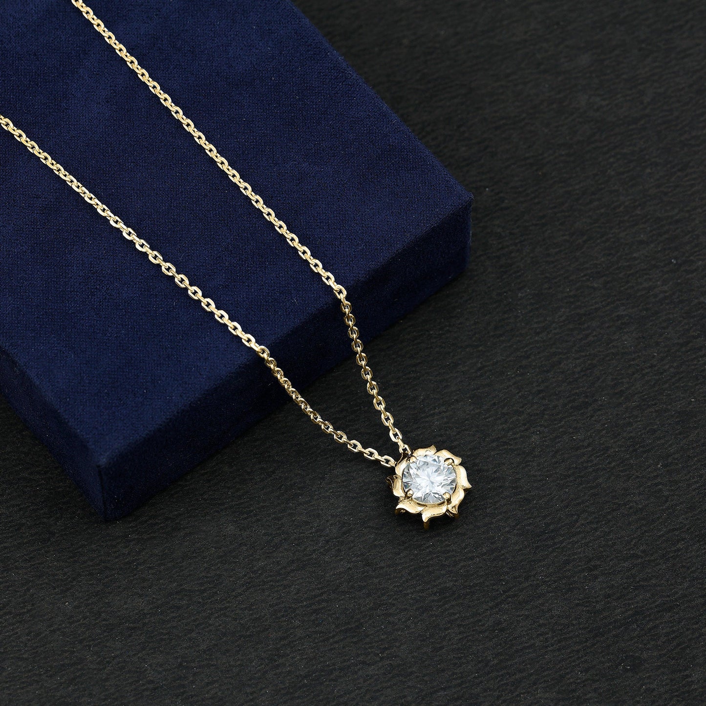 2 Carat Solitaire Lab Grown Diamond Flower Necklace
