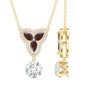1.2 Carat Lab Grown Diamond Dangle Necklace With Garnet